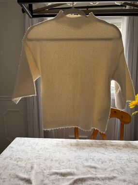 Abercrombie & Fitch Cream Mock Neck Lightweight Sweater